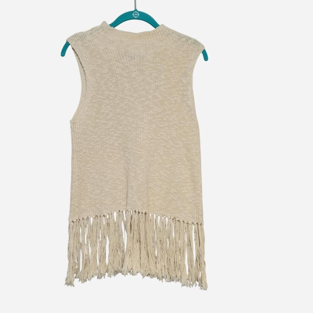 Rails Women's M Astrid Fringe Cream Sweater Vest Knit Tank Boho Western